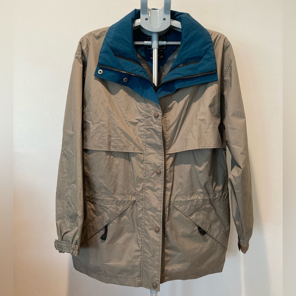 VTG Black Ice Taupe Teal Jacket Windbreaker‎ Gorpcore Outdoors Fisherman Granola